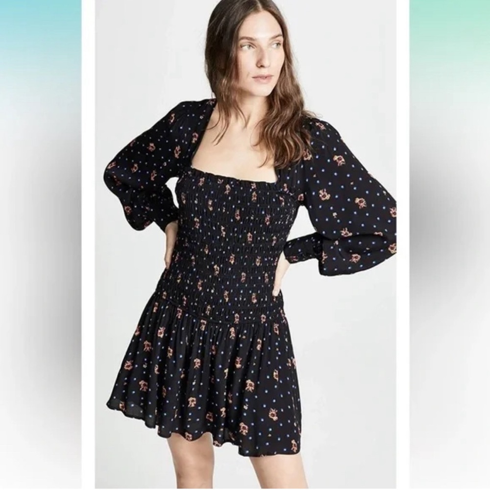 Free People Two Faces Smocked Mini Dress
